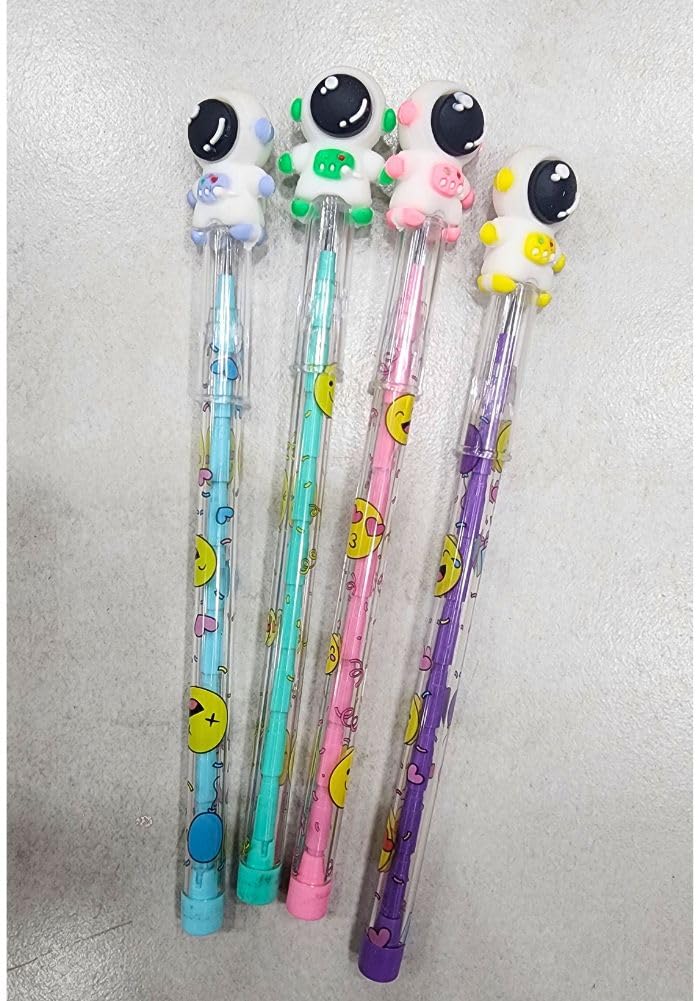 Pack Of 12 Astronaut Theme Space Design Lead Push Pencils For Space Theme Return Gifts For Kids |Universe Theme, Grey