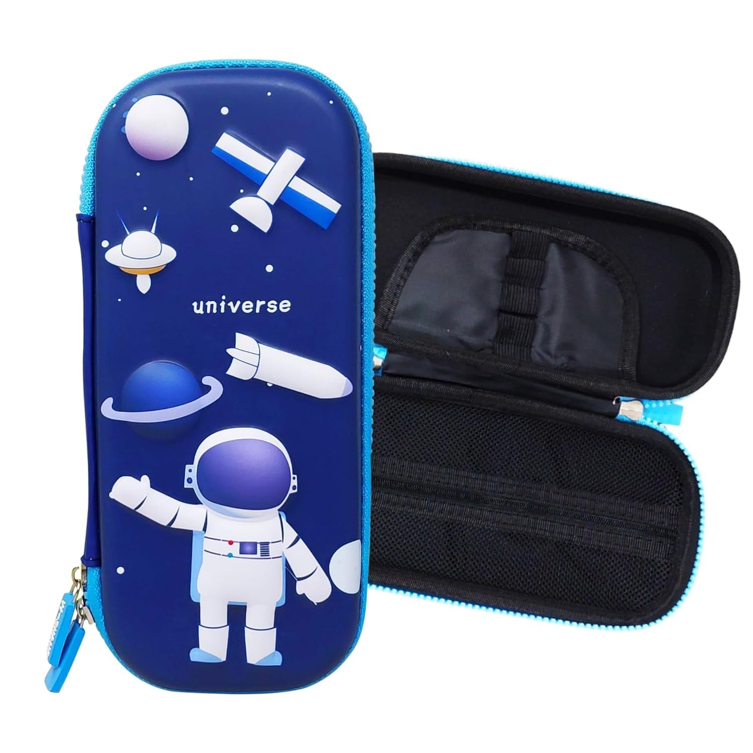 Royals hub 3D Cover Eva Space Astronaut Theme Pencil Case Large Capacity Pencil Pouch Bag Compass School Pouch Organizer For Students Kids Stylish Pen Holder Pouch Stationery Box - Canvas, Multicolor