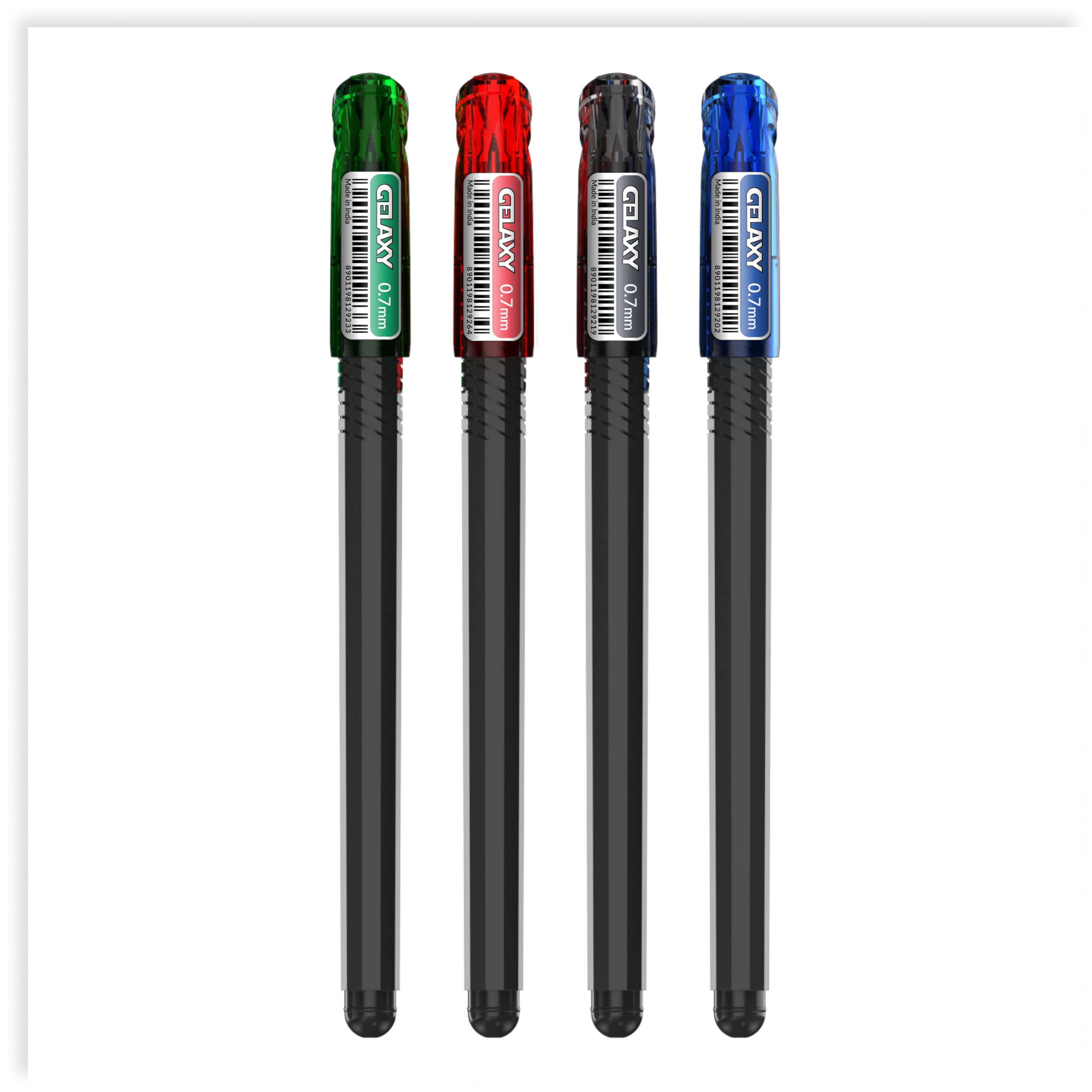 Luxor Schneider Gelaxy Gel Pen | Pack of 4 - Assorted Ink Colour | Refillable | 0.7 mm tip | Quick dry ink | German Technology | Smooth writing experience | Pens For Students