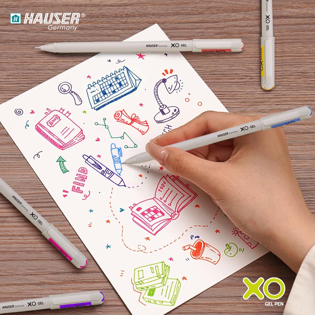 Flair Hauser XO Multicolor Gel Pen with Hard Box Case | Sleek Body & Minimalistic Design | Matt Finish | Ultra Durable Tip | Set Of 12 Bright Ink Colors