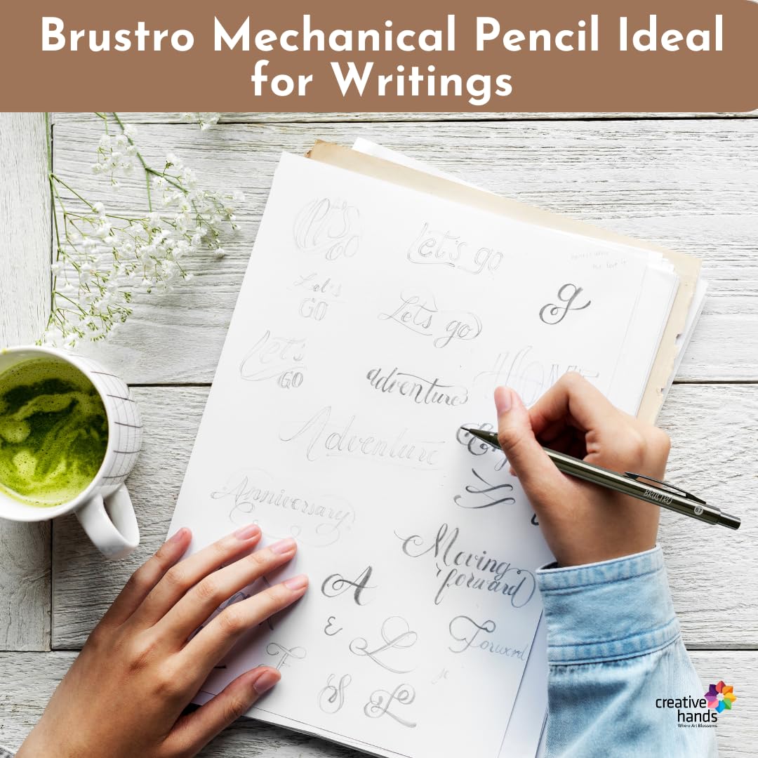 BRUSTRO Mechanical Pencil Set | HB-20 leads, 2B-20 leads,Spare eraser 8 units|Tip size 0.7 mm | Ideal for Students,Adults, Home, School, Office, Stationery Use |Writing, Sketching, Drawing,Mandala Art