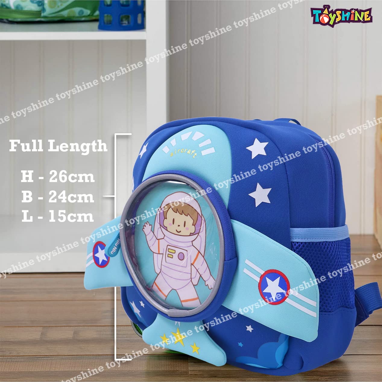 Toyshine Astronaut Backpacks for Kids Girls Boys Cute Space Rocket Toddler Backpack Preschool Nursery Travel Bag - Mini Size - Blue