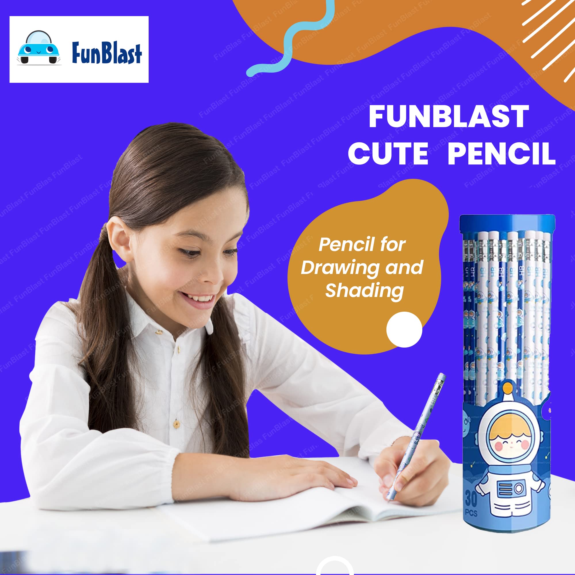 FunBlast Cute Pencil For Kids,Stylish Pencils Stationary Kit Cartoon Pencil Set With Erasers For Kids,Pencil For Drawing&Shading,Birthday Return Gift,Stationary Set 30 Pcs Box Set (Bear),Ink black