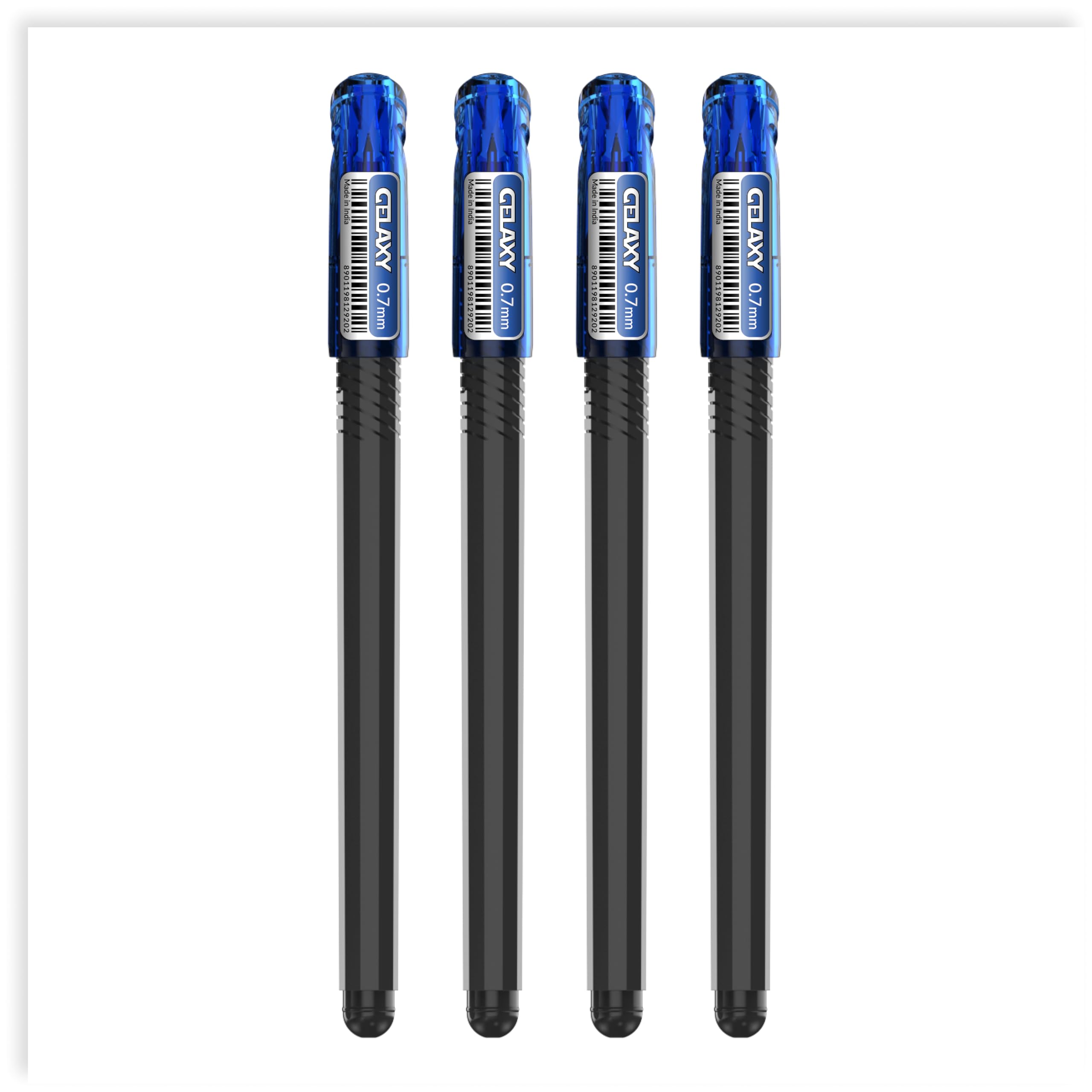 Luxor Schneider Gelaxy Gel Pen| Pack of 4 - Blue| Refillable| 0.7 mm tip| Quick dry ink| German Technology| Smooth writing experience| Pens For Students