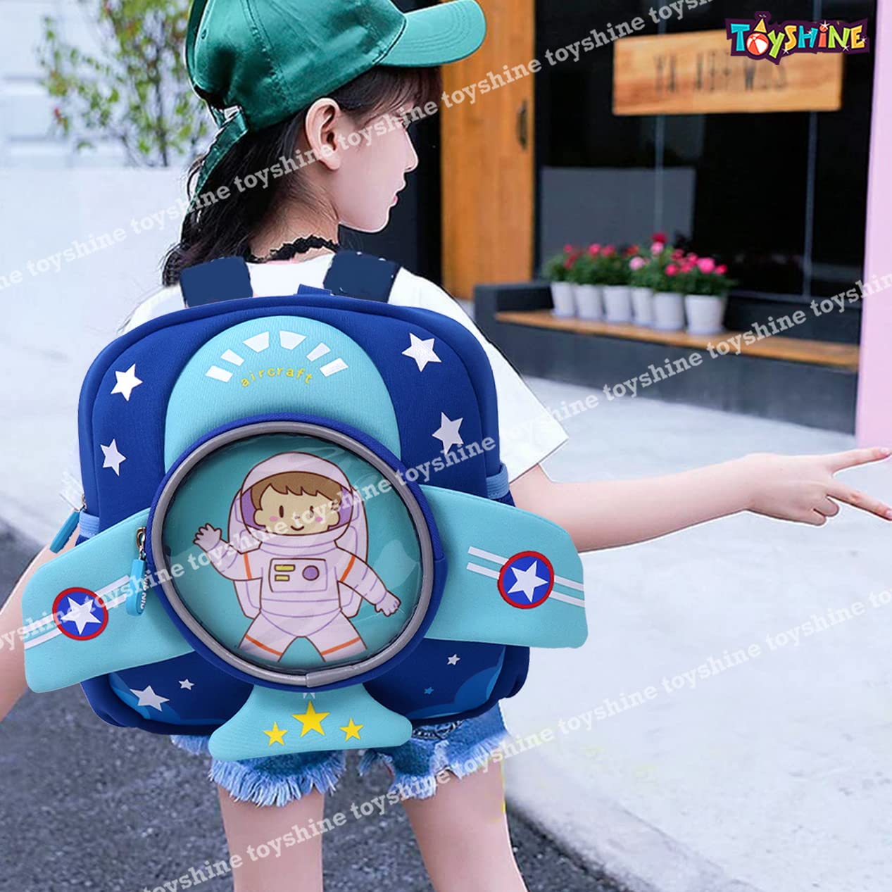 Toyshine Astronaut Backpacks for Kids Girls Boys Cute Space Rocket Toddler Backpack Preschool Nursery Travel Bag - Mini Size - Blue