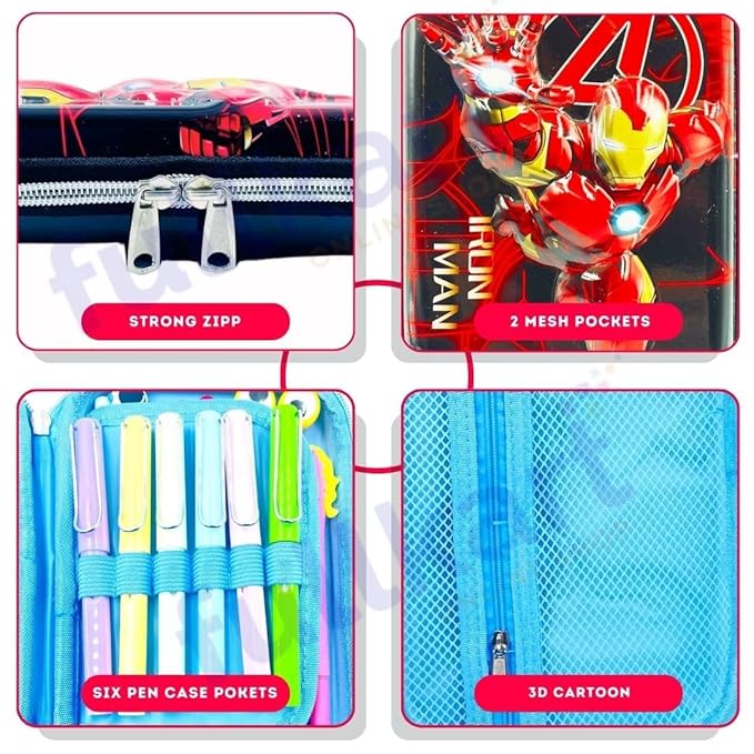 Iron-Man Kids Pencil Case – Stylish, Multipurpose Stationery Box