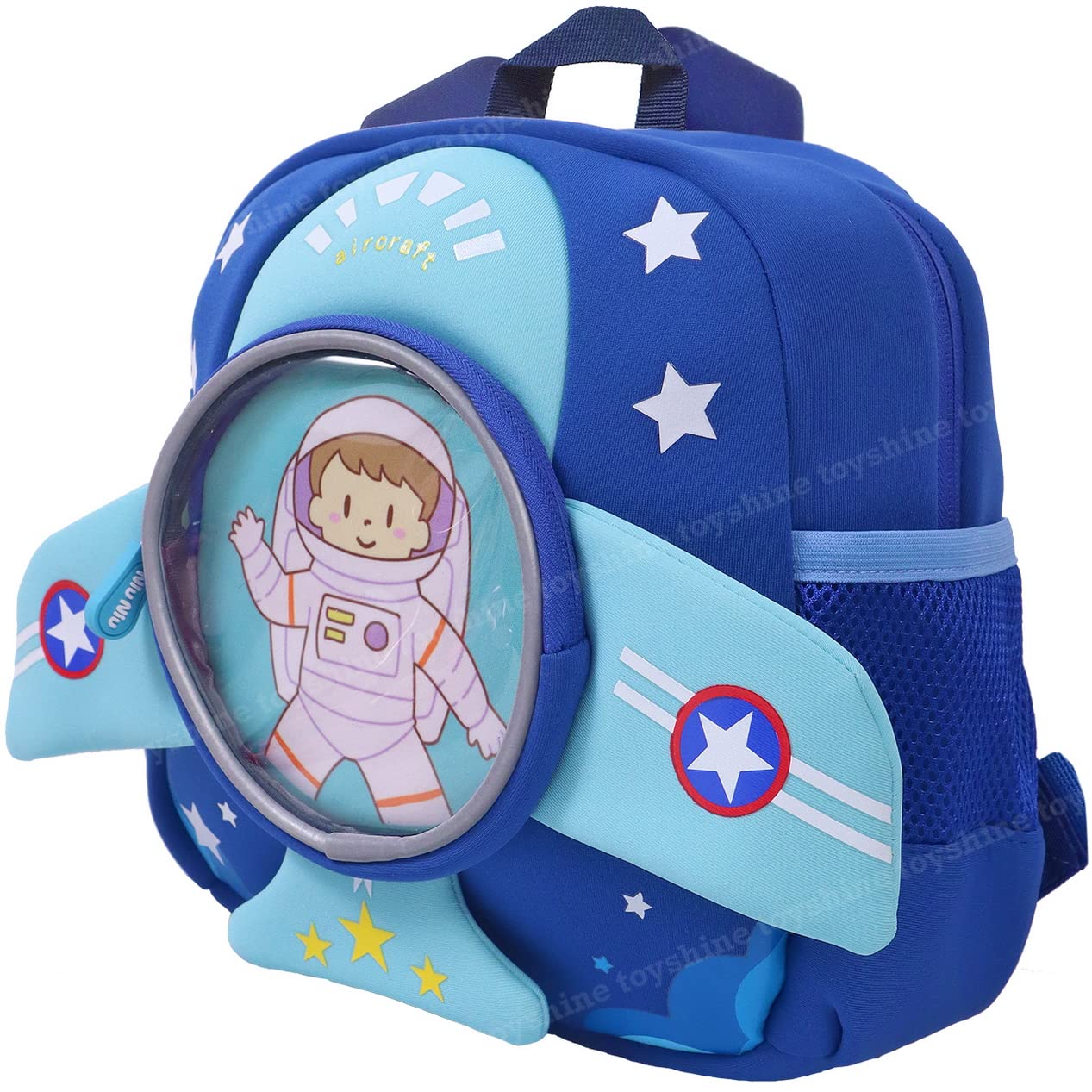 Toyshine Astronaut Backpacks for Kids Girls Boys Cute Space Rocket Toddler Backpack Preschool Nursery Travel Bag - Mini Size - Blue
