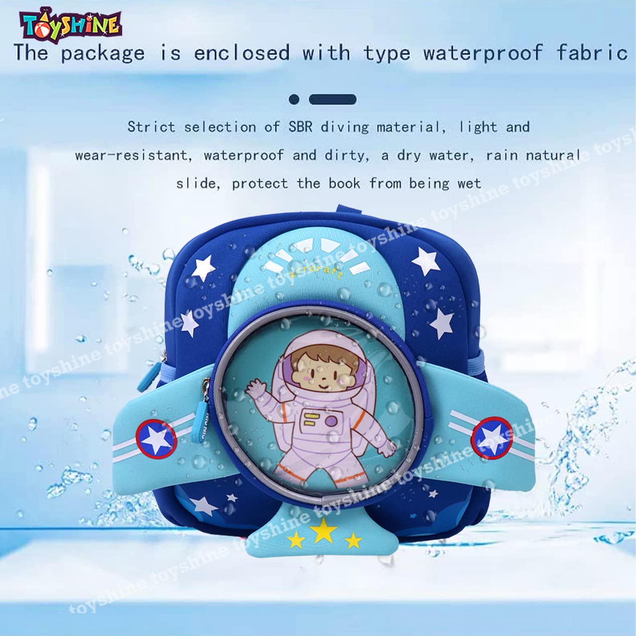 Toyshine Astronaut Backpacks for Kids Girls Boys Cute Space Rocket Toddler Backpack Preschool Nursery Travel Bag - Mini Size - Blue