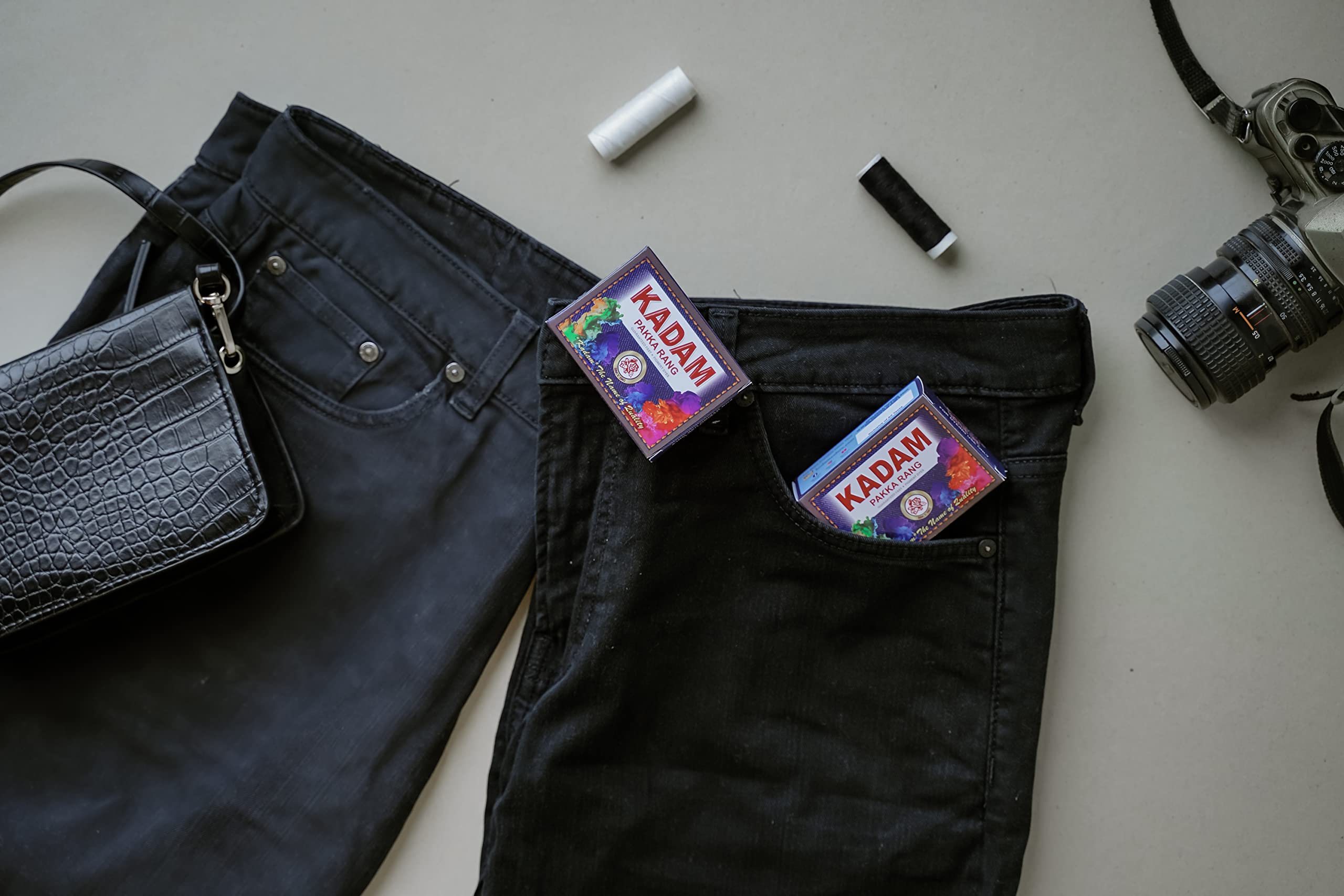 Kadam Pakka Rang Fabric Dye Colours | 10 sachets of Shade 17 Black Colour with 5 sachets of DyFix Colour Fixer Liquid | Fabric Dye Colours for Old Clothes and Faded Jeans | Permanent Fabric Dyes