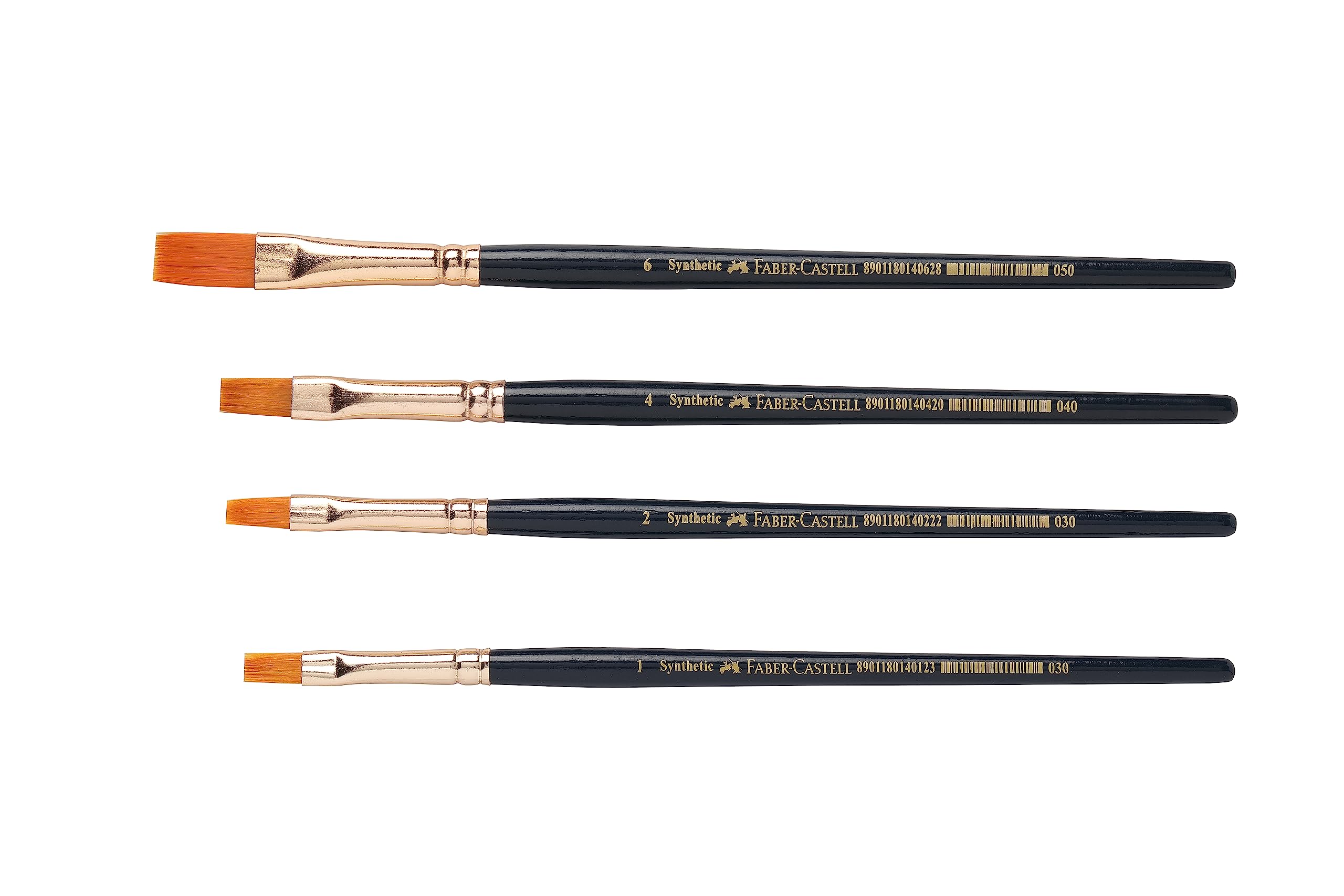 Faber-Castell Synthetic Hair Flat Assorted Paint Brush, Set of 4 Navy Blue