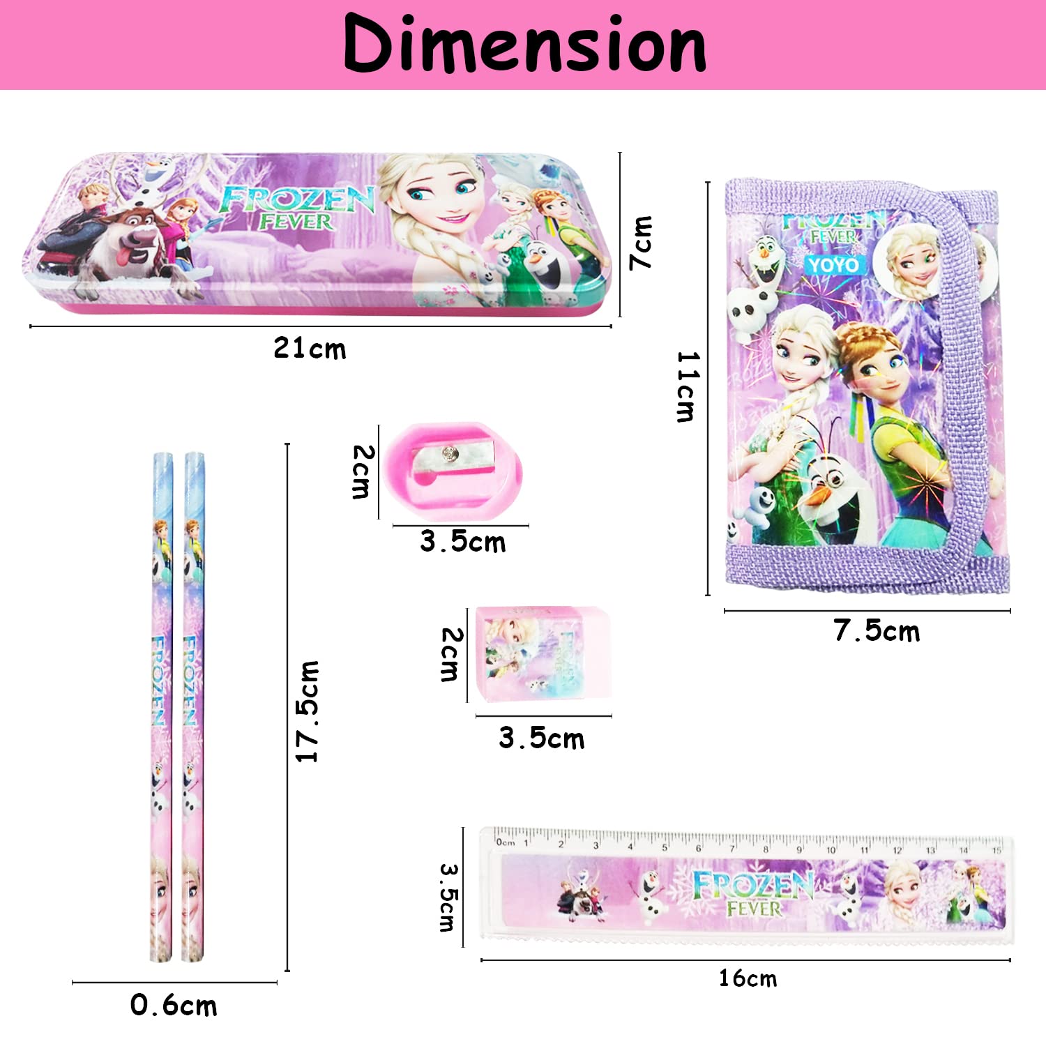 Party Propz Frozen Gifts for Girls - Pack of 7 Pcs, Stationery Items for Girls | Elsa Accessories for Girls | Stationary Set Return Gift | School Accessories for Girls | Girls Gift Items for Birthday
