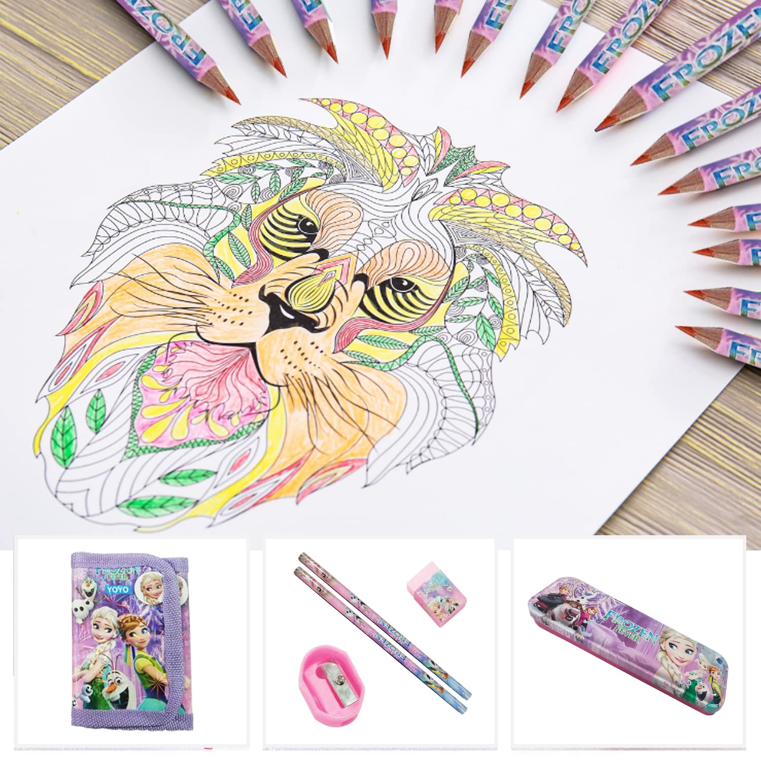 Party Propz Frozen Gifts for Girls - Pack of 7 Pcs, Stationery Items for Girls | Elsa Accessories for Girls | Stationary Set Return Gift | School Accessories for Girls | Girls Gift Items for Birthday