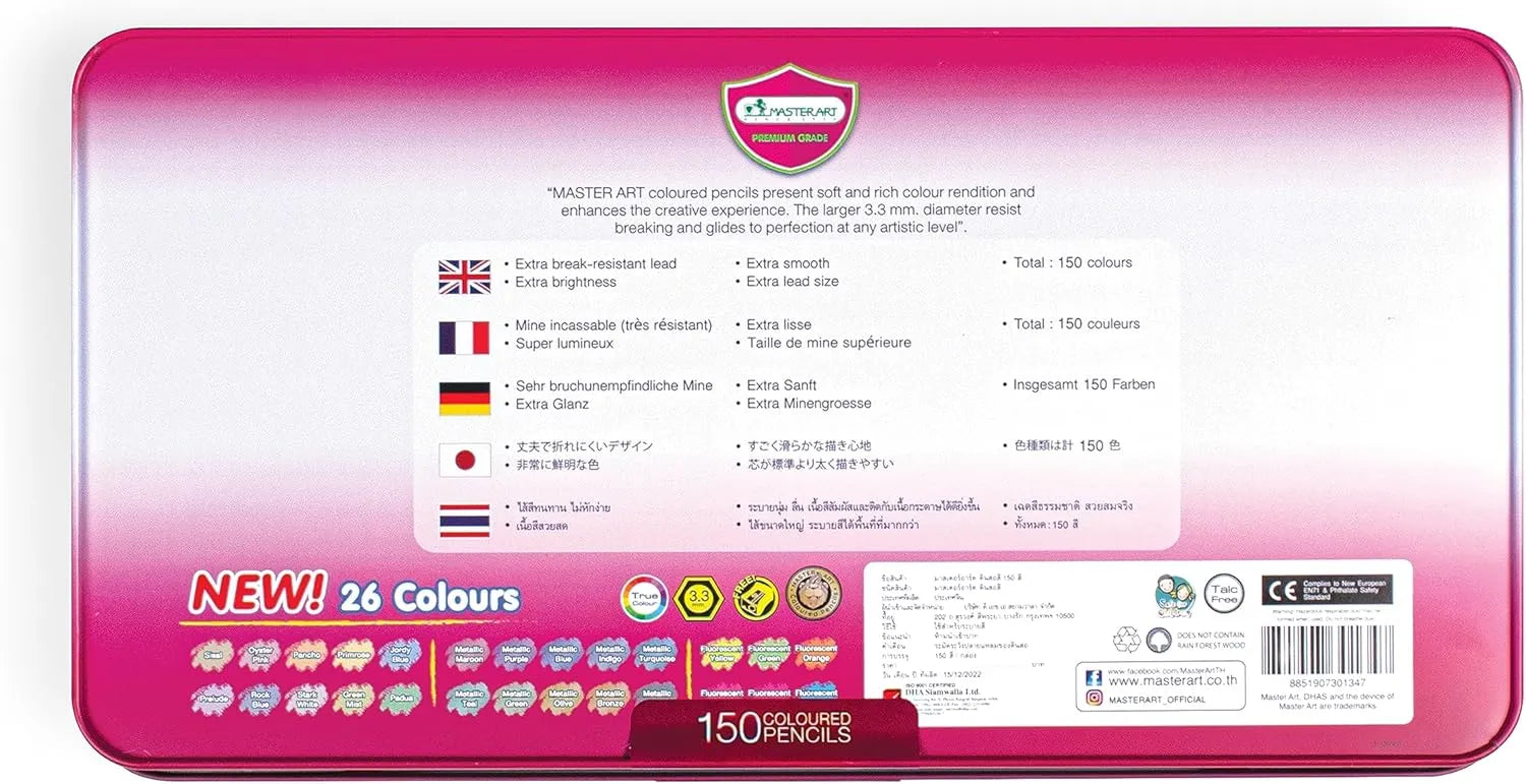 Master Art Premium Grade Coloured Pencils (Set of 150 Pencils)