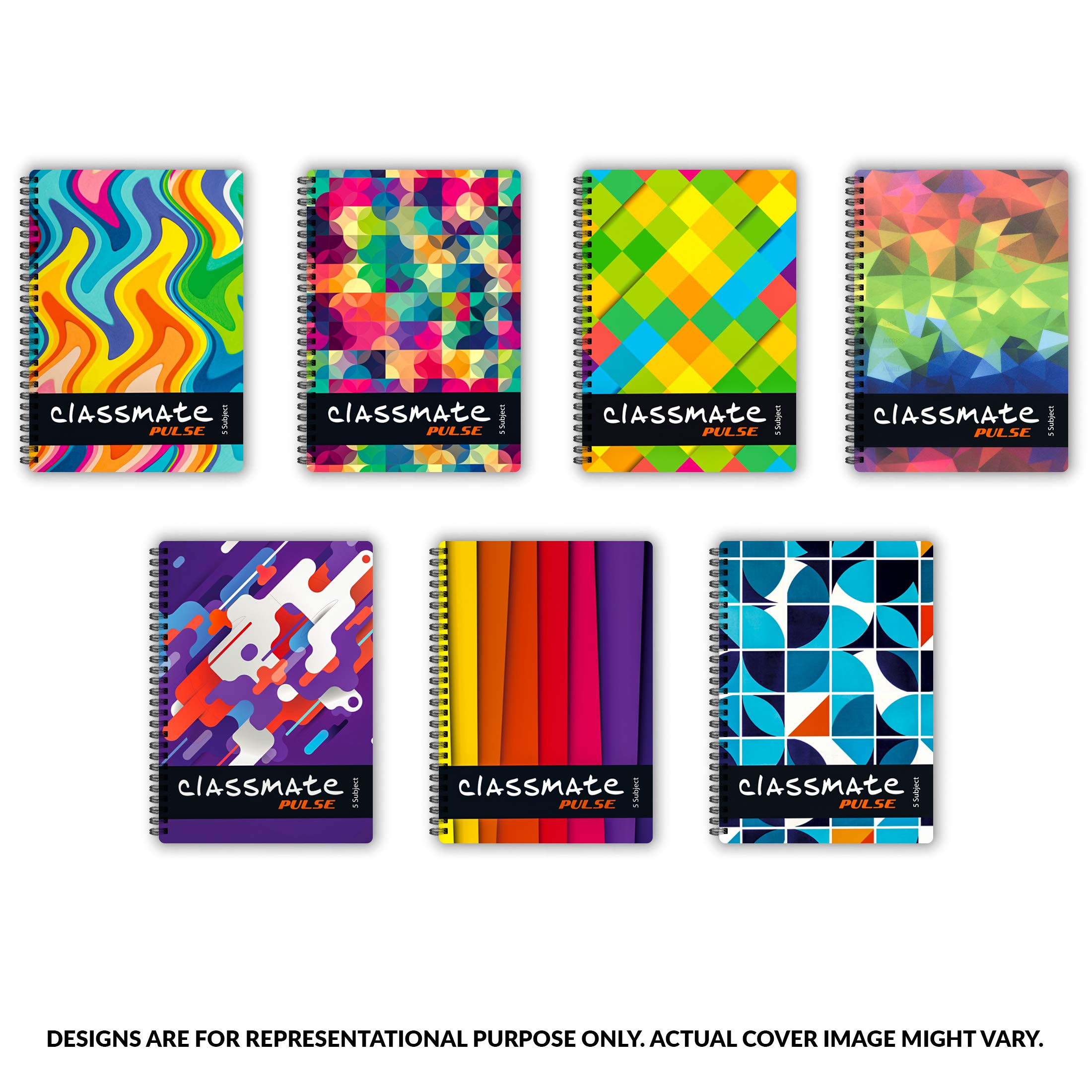 Classmate Pulse 6 Subject Spiral Notebook - Pack of 1 | Single Line | 300 Pages | A4 - 29.7cm x 21.0cm | Attractive Cover Designs | Soft Cover | Notebooks for College Students