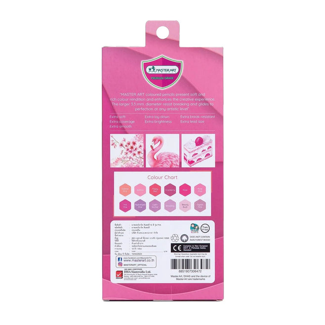 Master Art Pink Tones Coloured Pencils (Set of 12 Pencils)