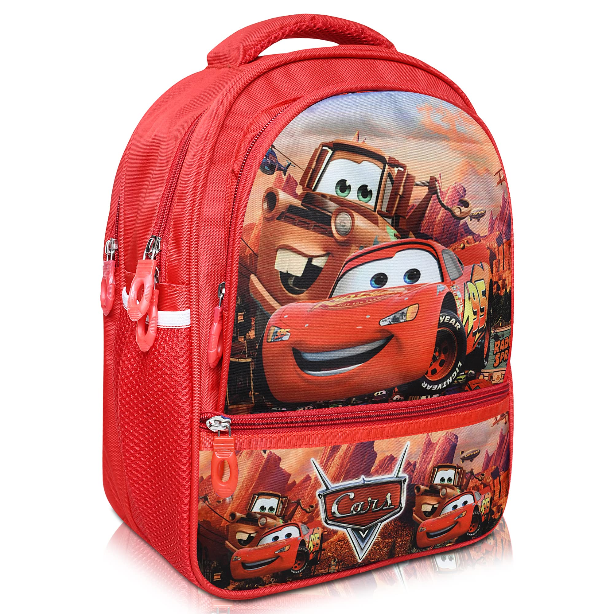 Stylbase Car Kids School Bags for Boys And Girls Printed Cartoon Waterproof Bag | Kids Backpack Ideal for ukg Nursery 1st class Ages 5-7 Years Boys And Girls (14 inches 18L)