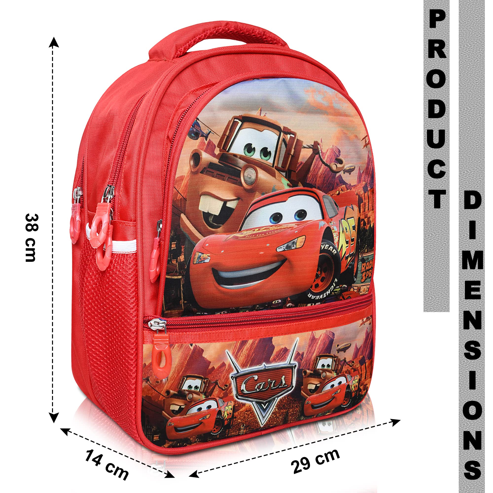 Stylbase Car Kids School Bags for Boys And Girls Printed Cartoon Waterproof Bag | Kids Backpack Ideal for ukg Nursery 1st class Ages 5-7 Years Boys And Girls (14 inches 18L)