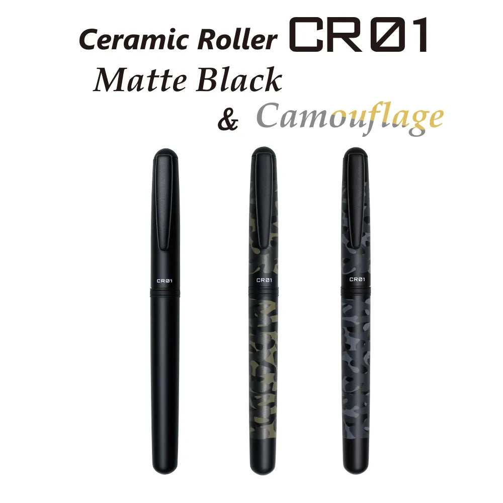 OHTO CR01 Ceramic Rollerball Pen – 0.7mm Blue Ink – Camouflage Black/Camouflage Khaki/Matte Black