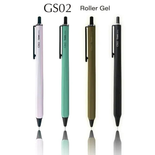 OHTO GS02-G5 Needle Point Roller Gel Pen – 0.5mm Black Ink – Black/White/Mint/Khaki