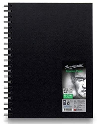 Renaissance & Fabriano A4 Size Spiral Sketch Book (90 GSM, 60 Sheets), Model RH. 103