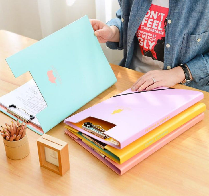 Elephant Clip Folder – A4 Size – Green/Orange/Pink/Violet