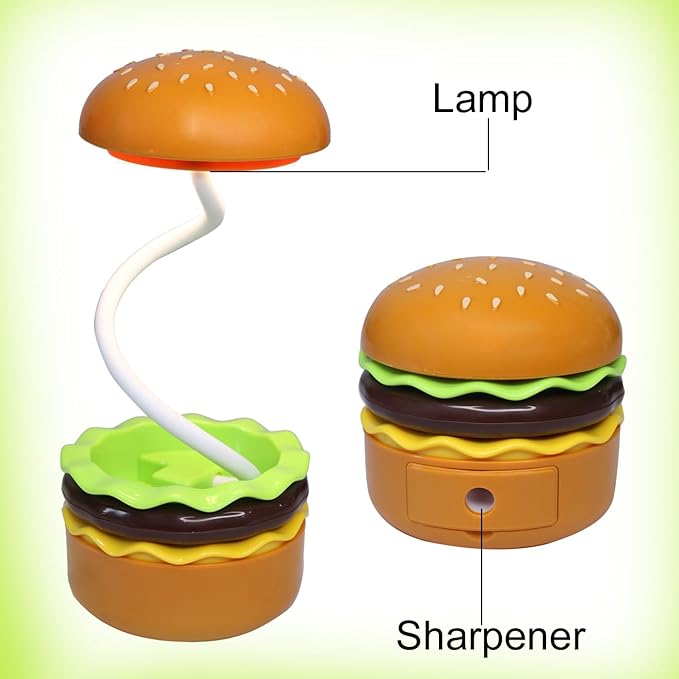 THEV Burger Theme Desk Rechargeable Lamp With Sharpener For Kid's