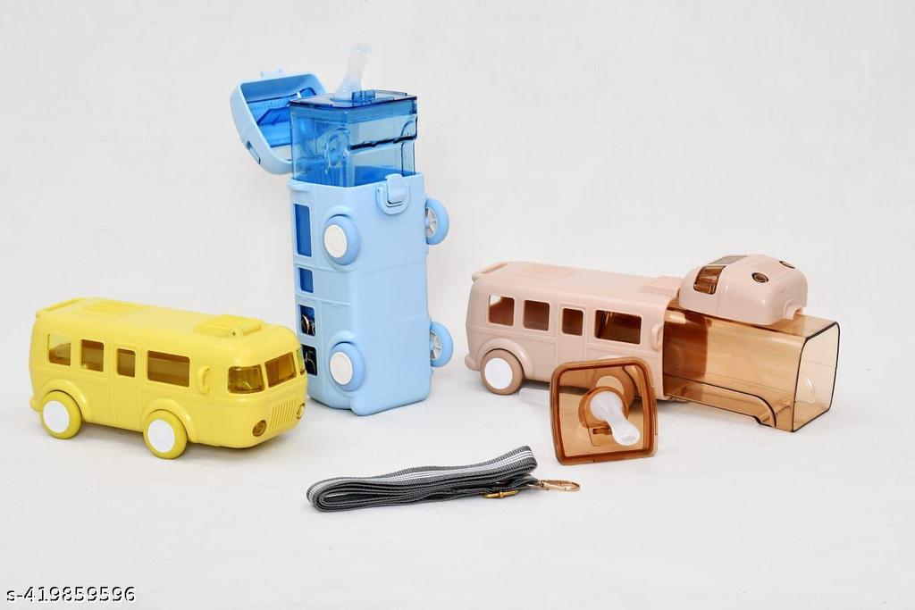 Bus Water Bottle for Kids,16oz Car Water Cup with Straw and Strap -Leakp