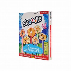 Skoodle Colour Pencil Half 12 Shade with Sharpener (Pack of 10)