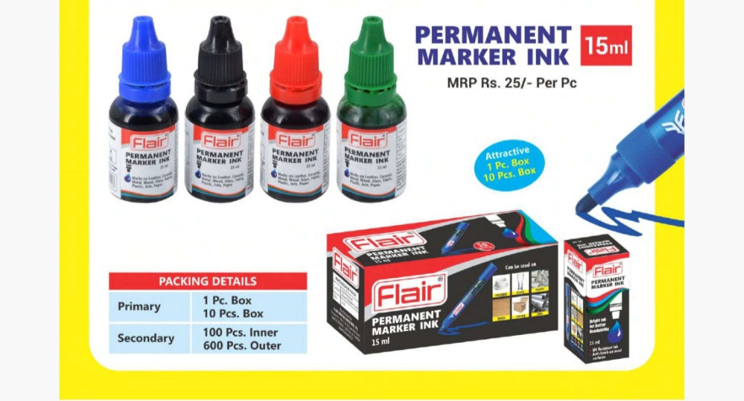 Flair Permanent Marker Ink (Pack of 10)